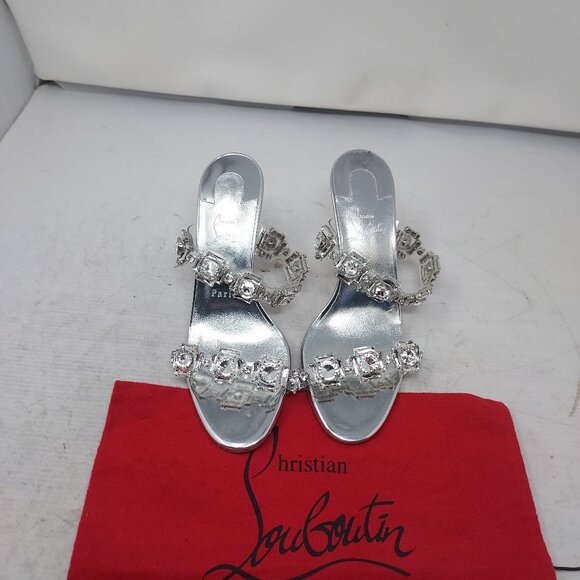 Christian Louboutin Just Jewel Silver Bridal Wedding PVC Heel Sandal - Picture 6 of 13